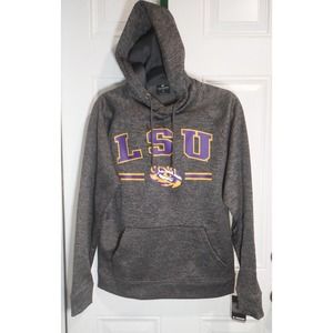 Colosseum Athletic's Men's (SMALL) L S U Gray Hooded Pullover NEW